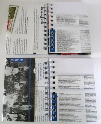More images of the recycled notebooks made out of the publication, Montessori Voices